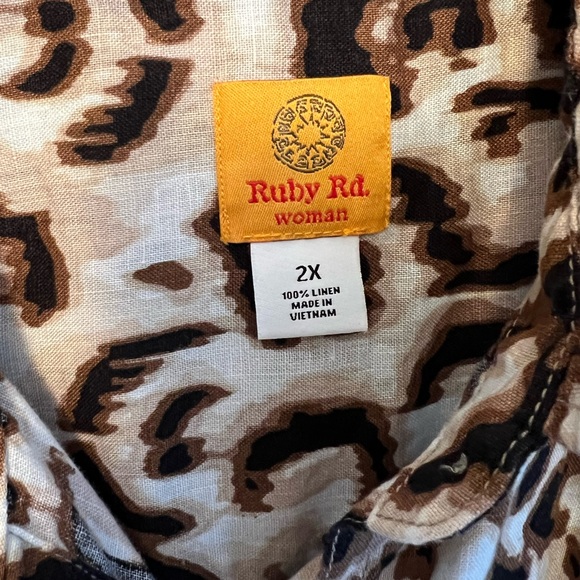 Ruby Rd. Leopard Print Button Down Shirt - Picture 2 of 9